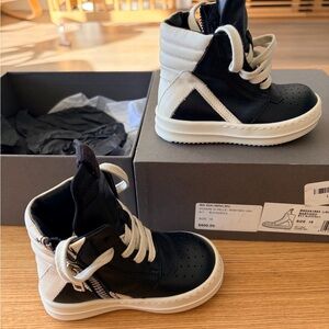 Rick Owens Black and White Kids Sneakers